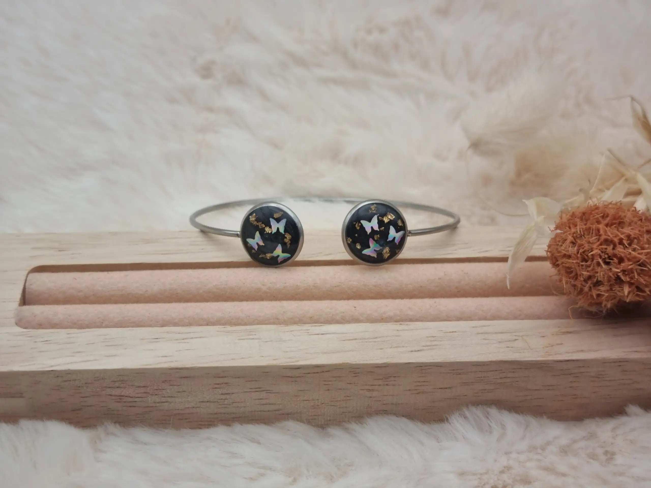 Bracelet réglable en Acier Inoxydable - Double Cabochons 🌟 – Image 3