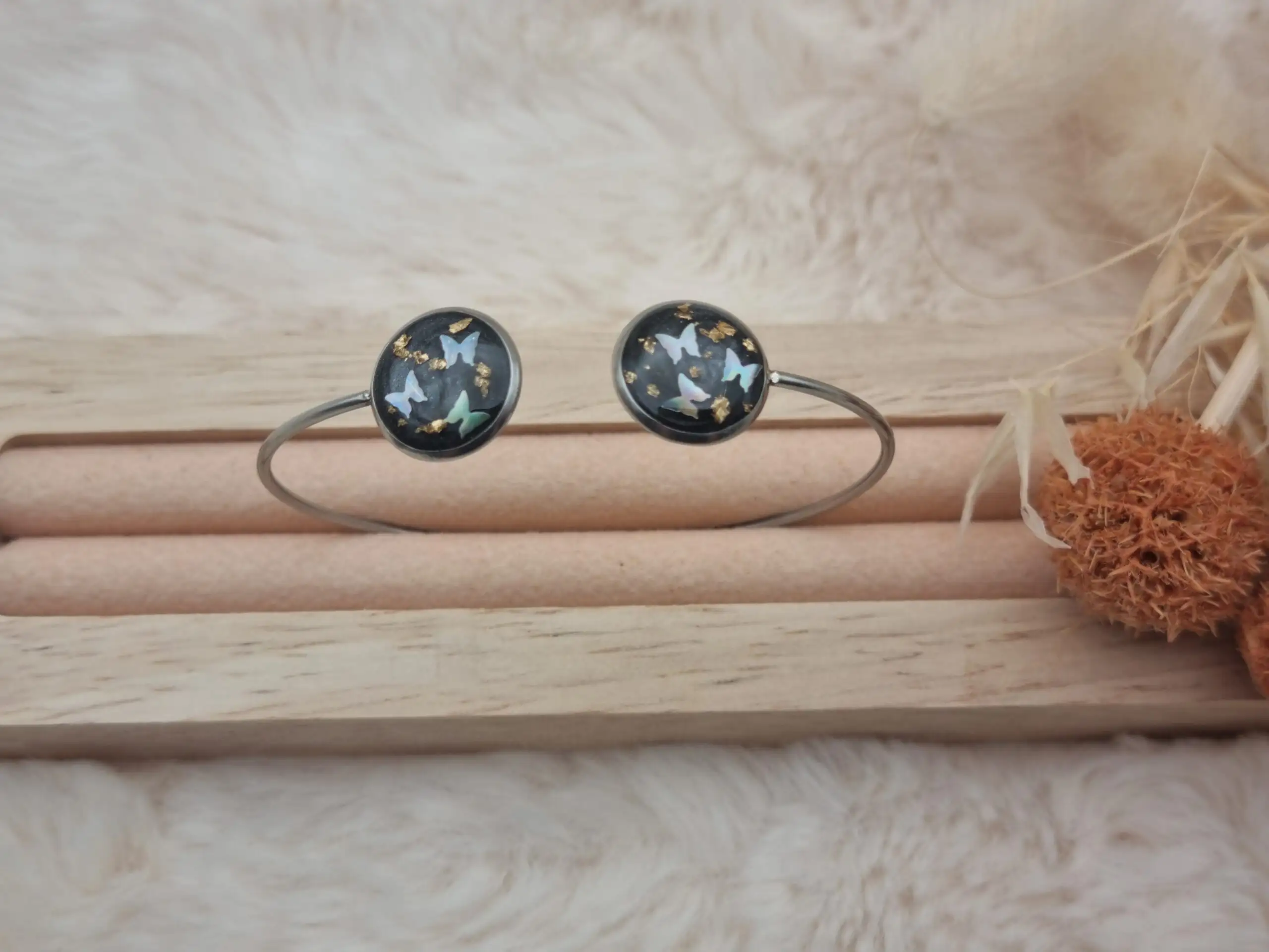 Bracelet réglable en Acier Inoxydable - Double Cabochons 🌟