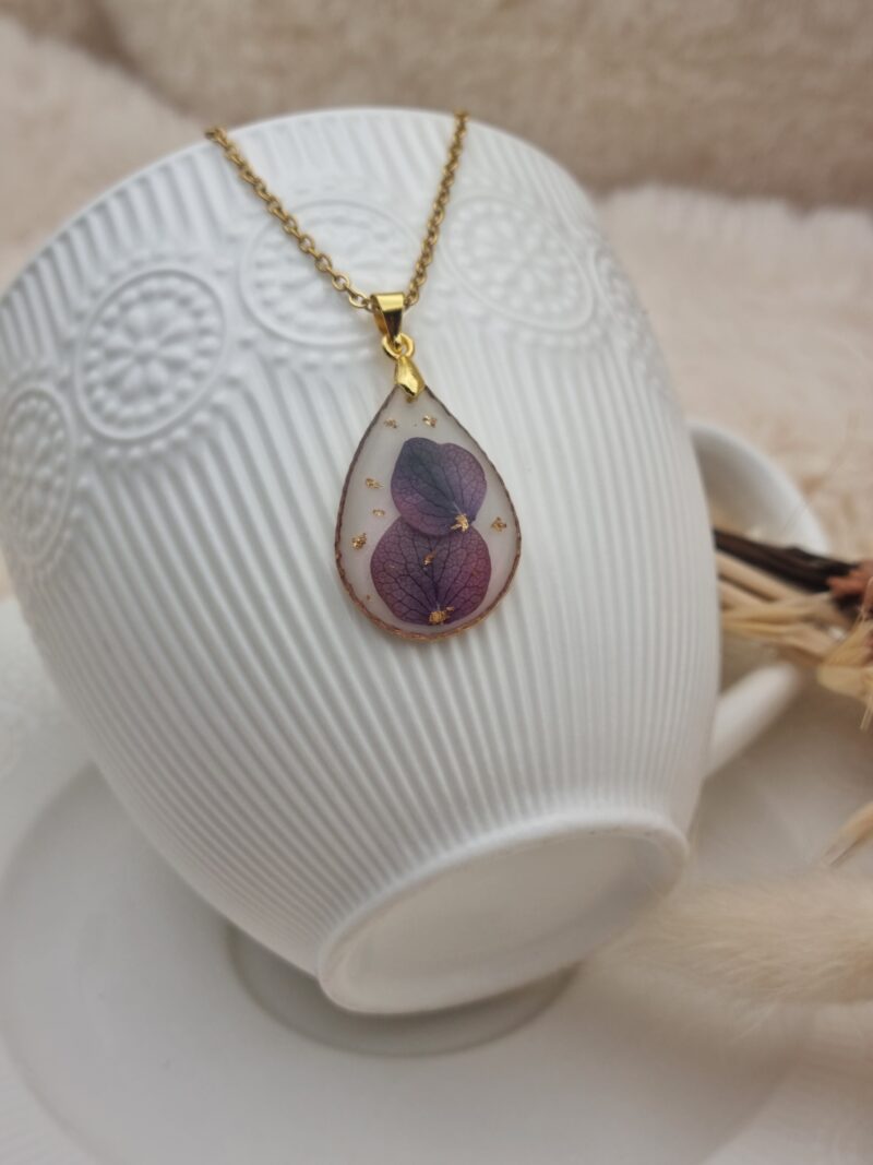 🌸 Collier Goutte « Pétales d’Hortensia » – Élégance Naturelle 🌸 – Image 4