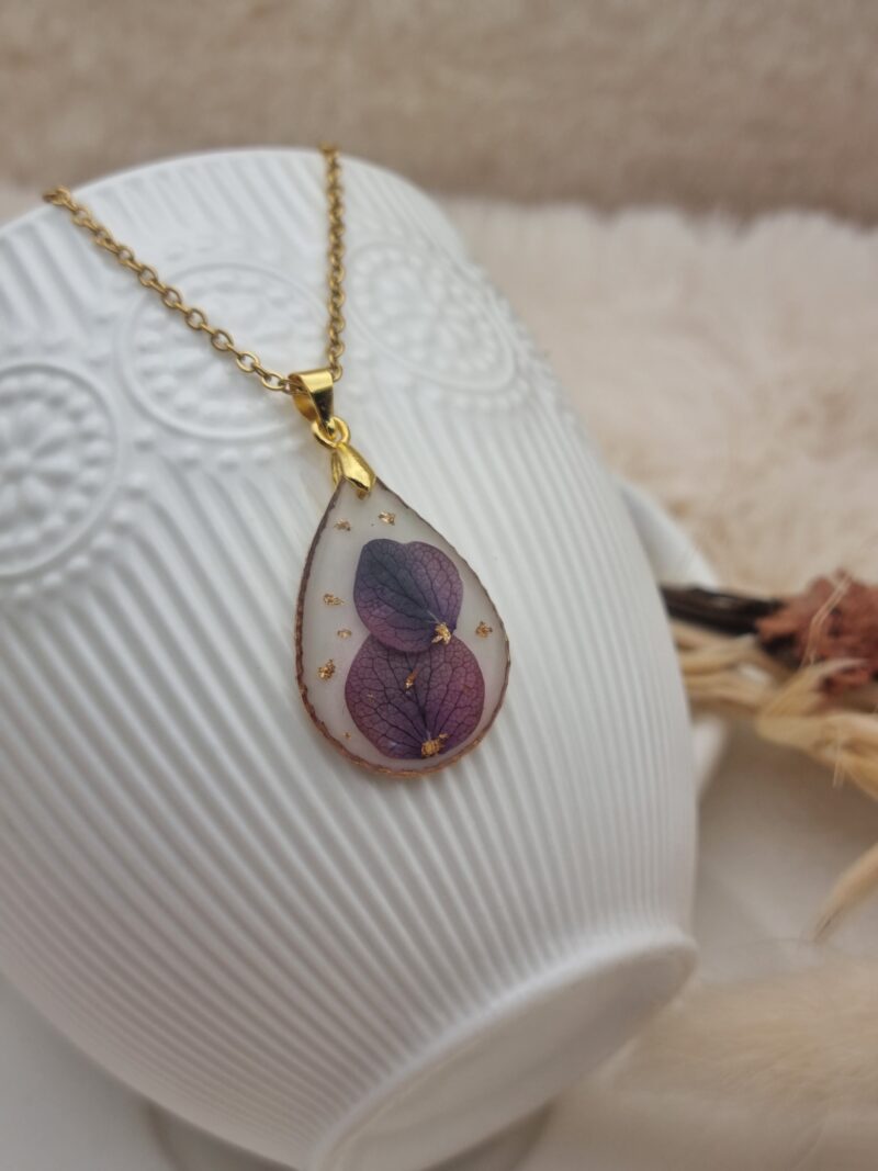 🌸 Collier Goutte « Pétales d’Hortensia » – Élégance Naturelle 🌸 – Image 3