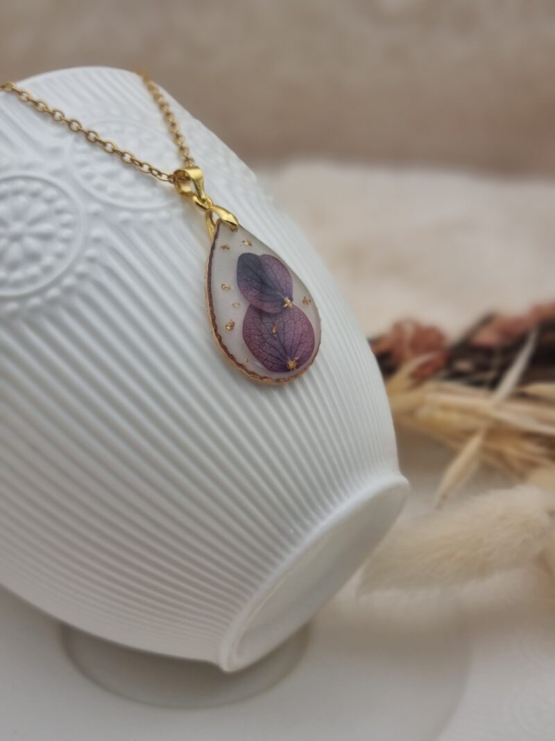 🌸 Collier Goutte « Pétales d’Hortensia » – Élégance Naturelle 🌸 – Image 2