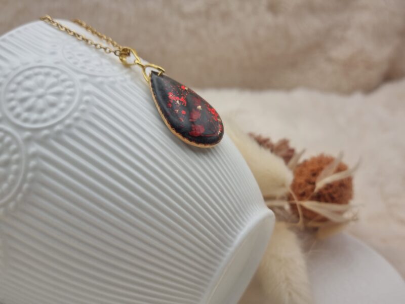 🌼 Pendentif Goutte Dorée « Petites Fleurs Séchées » - Nature et Élégance 🌟 – Image 6