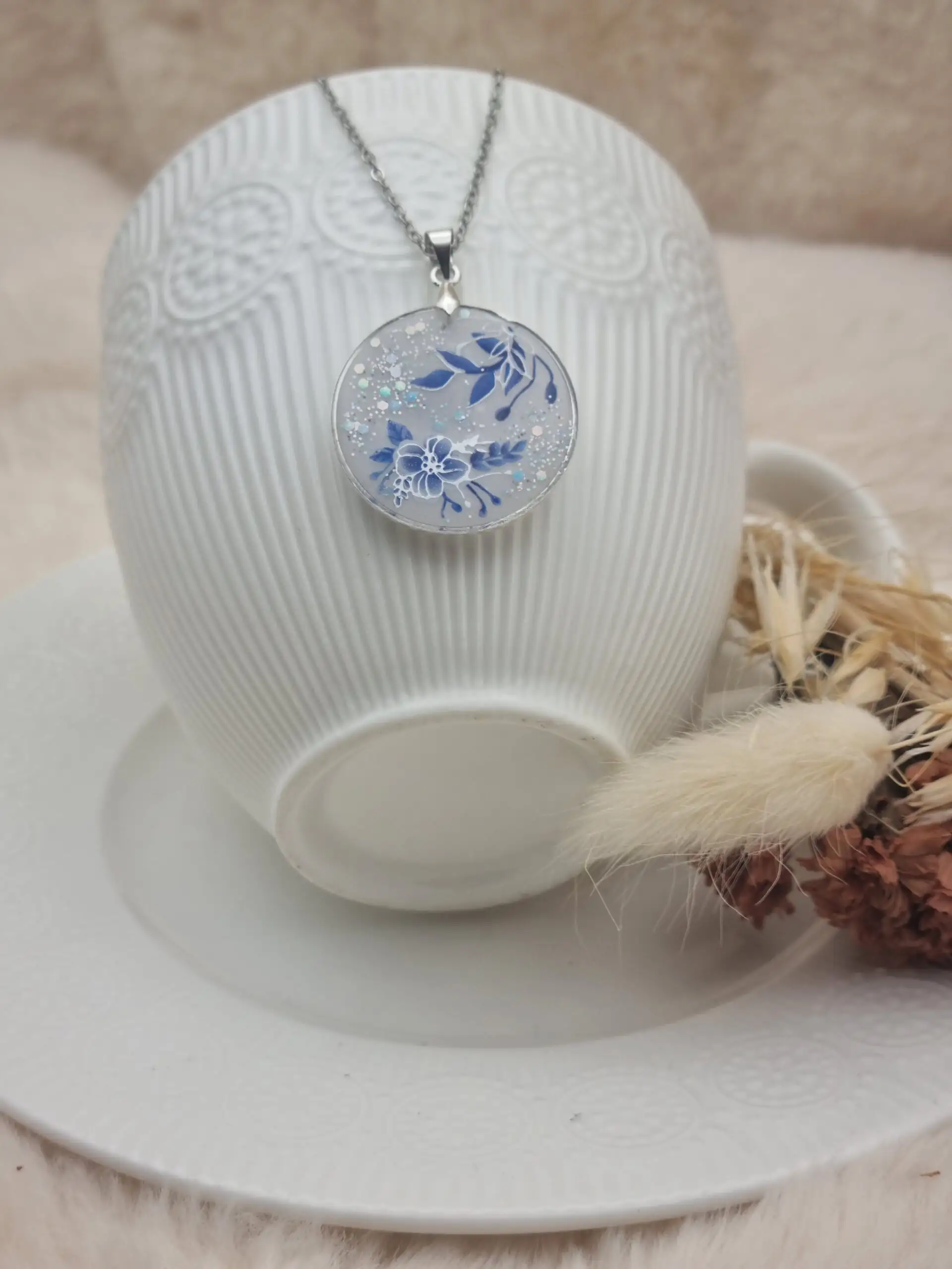 🎀 Collier "Fleurs Bleues et Paillettes" 🎀 – Image 2