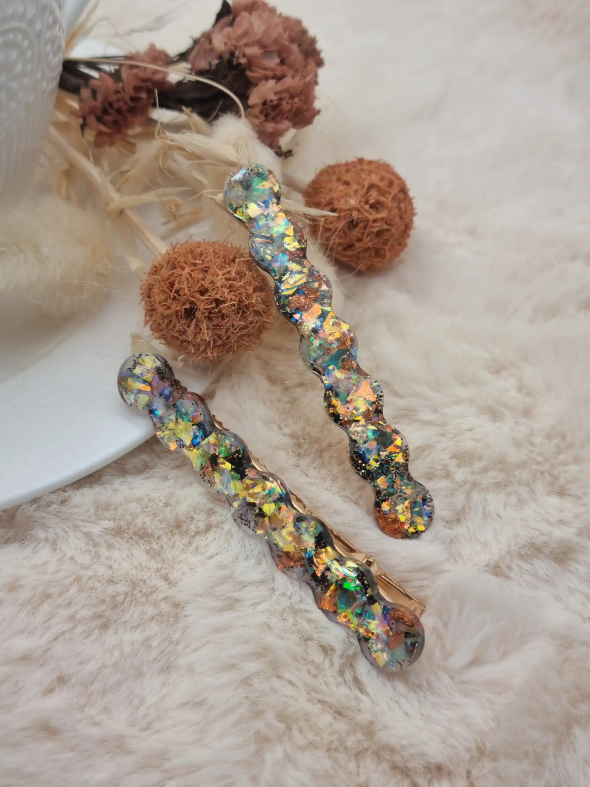 🌊 Barrette à Cheveux "Vagues" – Fantaisie et Couleurs 🌈