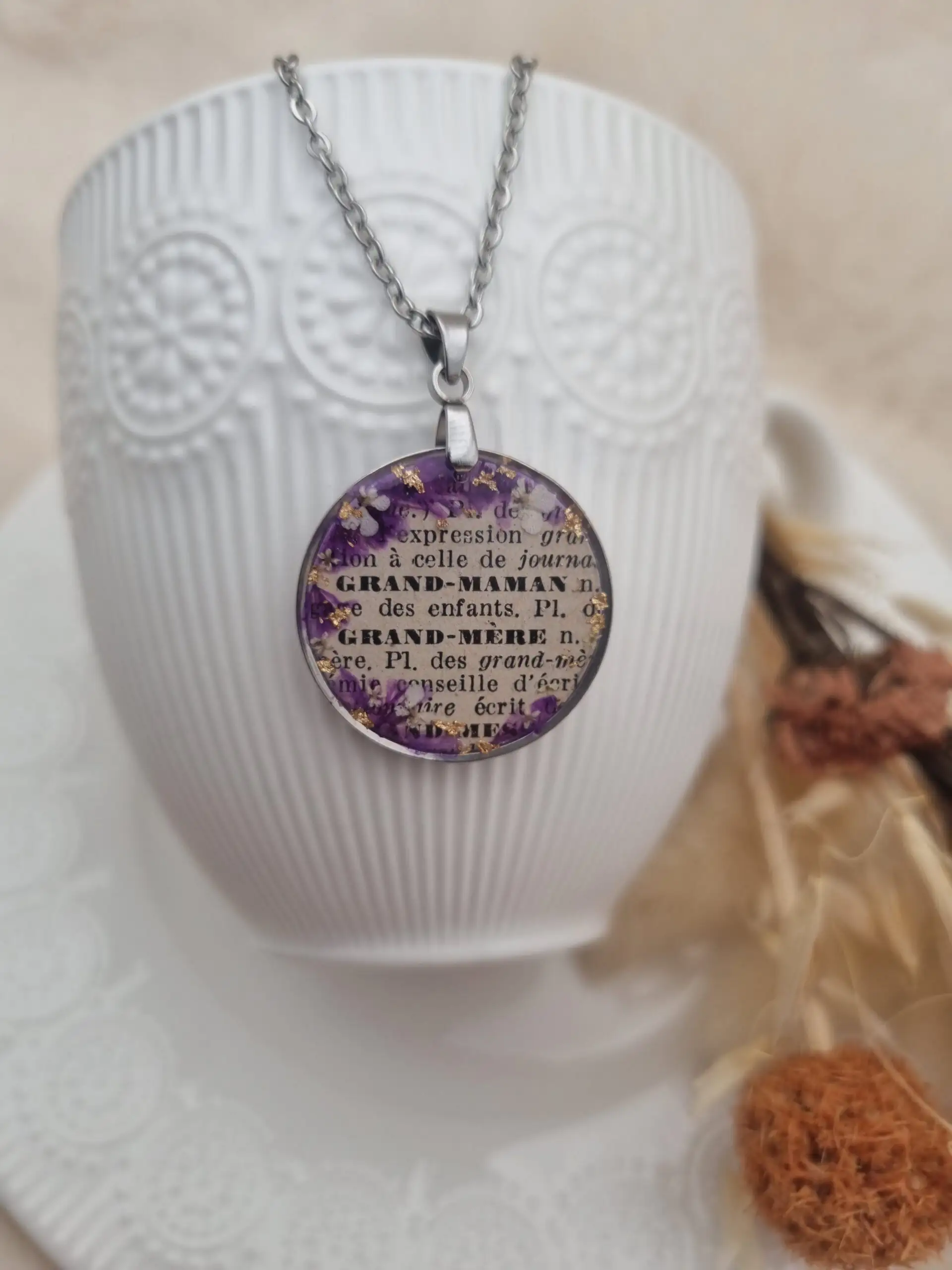 🌸 Pendentifs Poétiques - Mots Doux - Grand-Mère 🌸