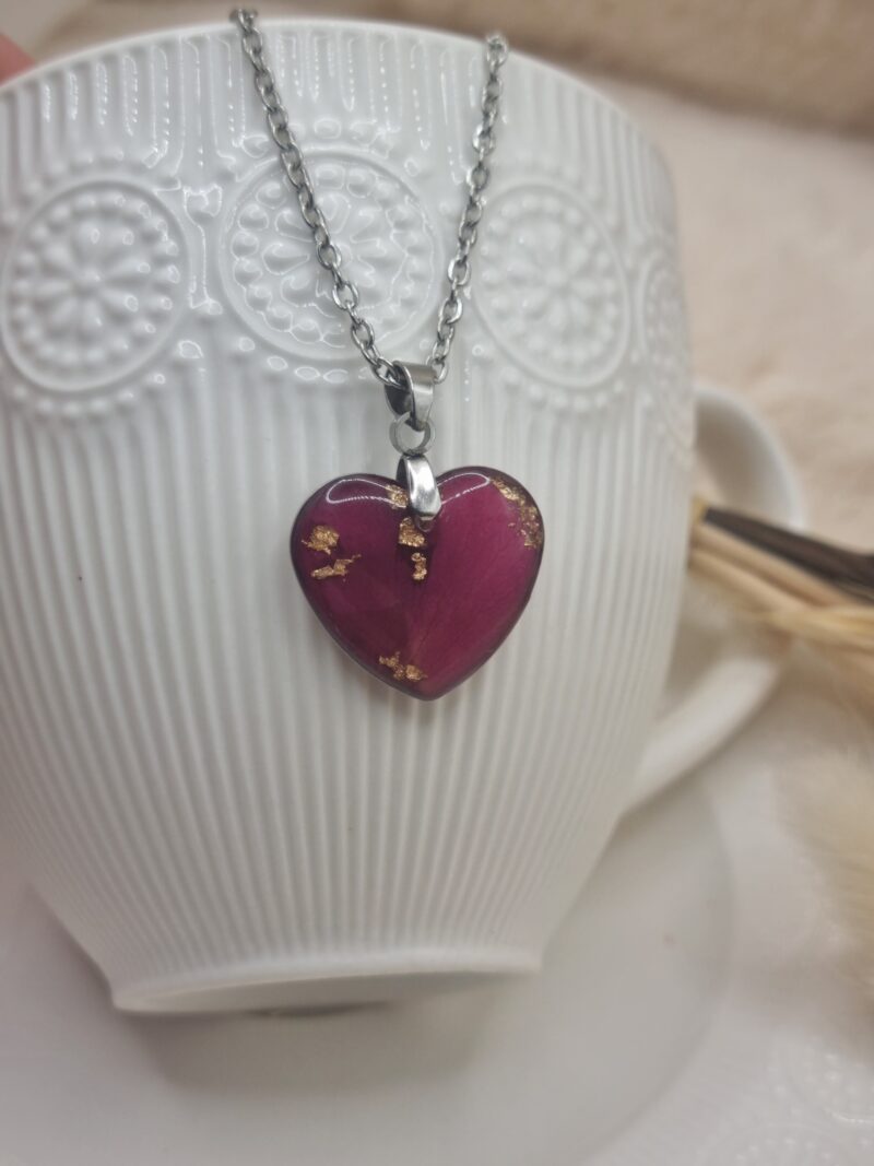 🌹  Pendentif Cœur Pétales de Roses 🌹 – Image 3