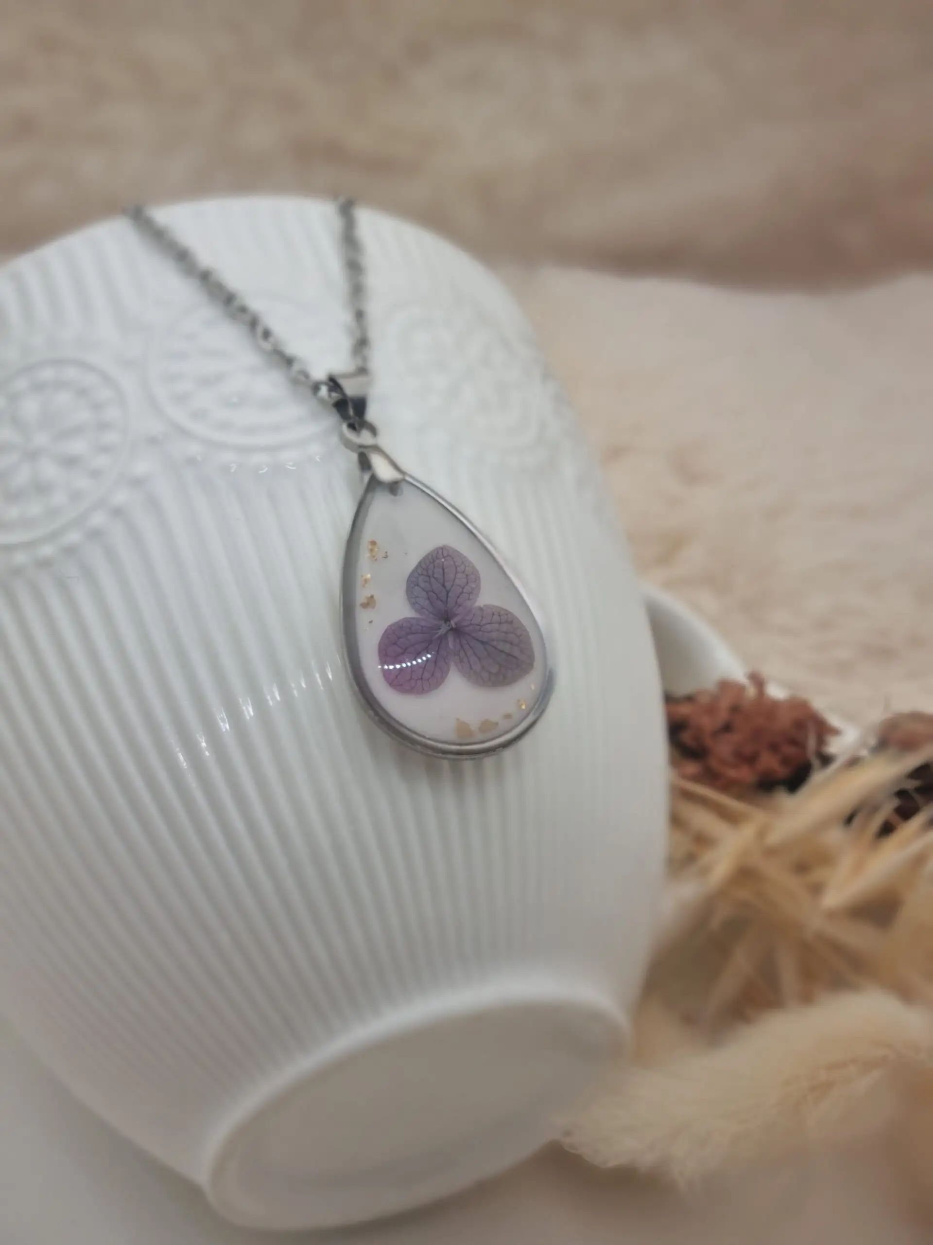 🌸 Collier Goutte « Fleur d’Hortensia » – Élégance Naturelle 🌸 – Image 2
