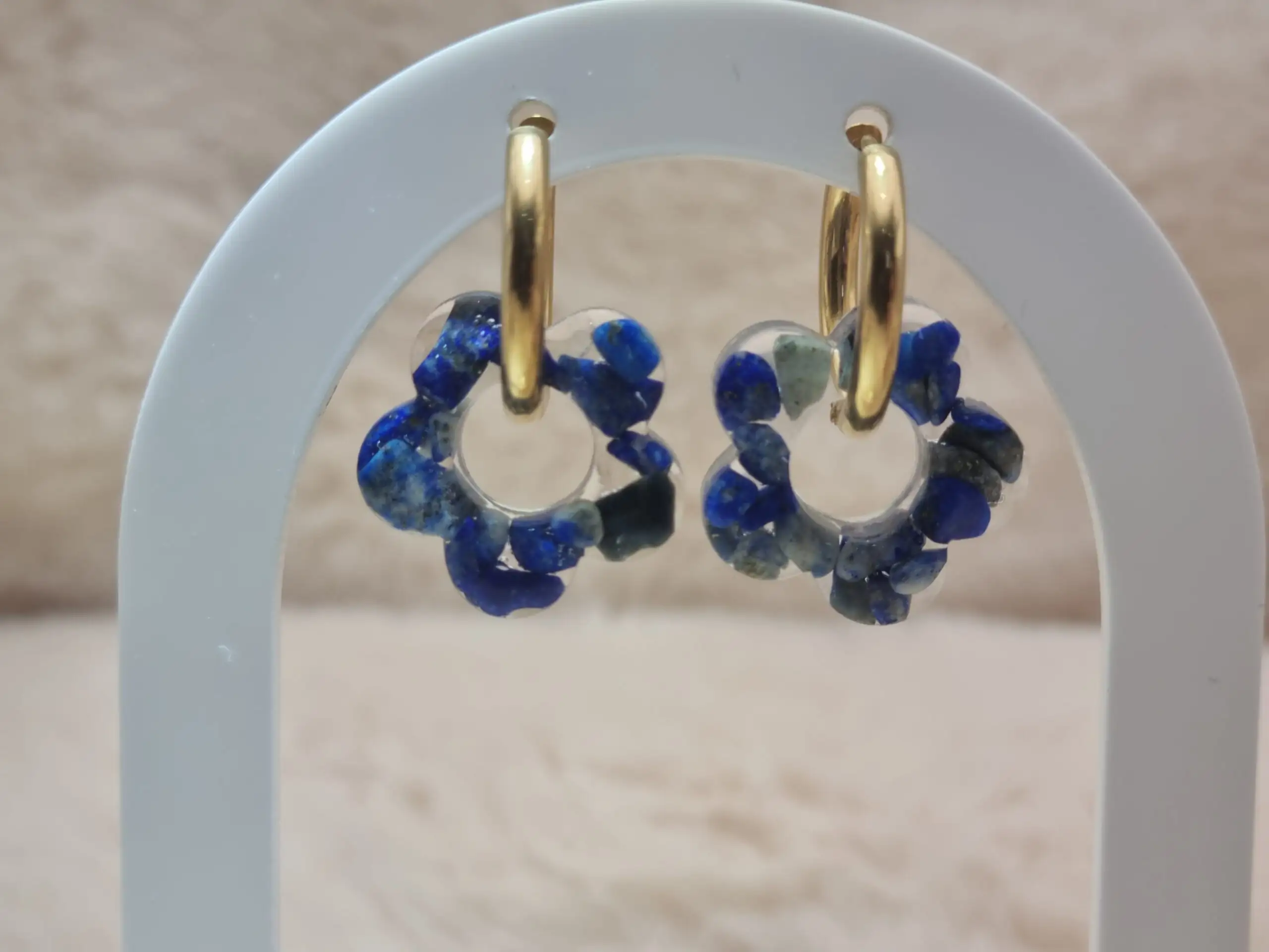 Créoles Interchangeables Fleuries - Lapis Lazuli - 🌸✨ – Image 2