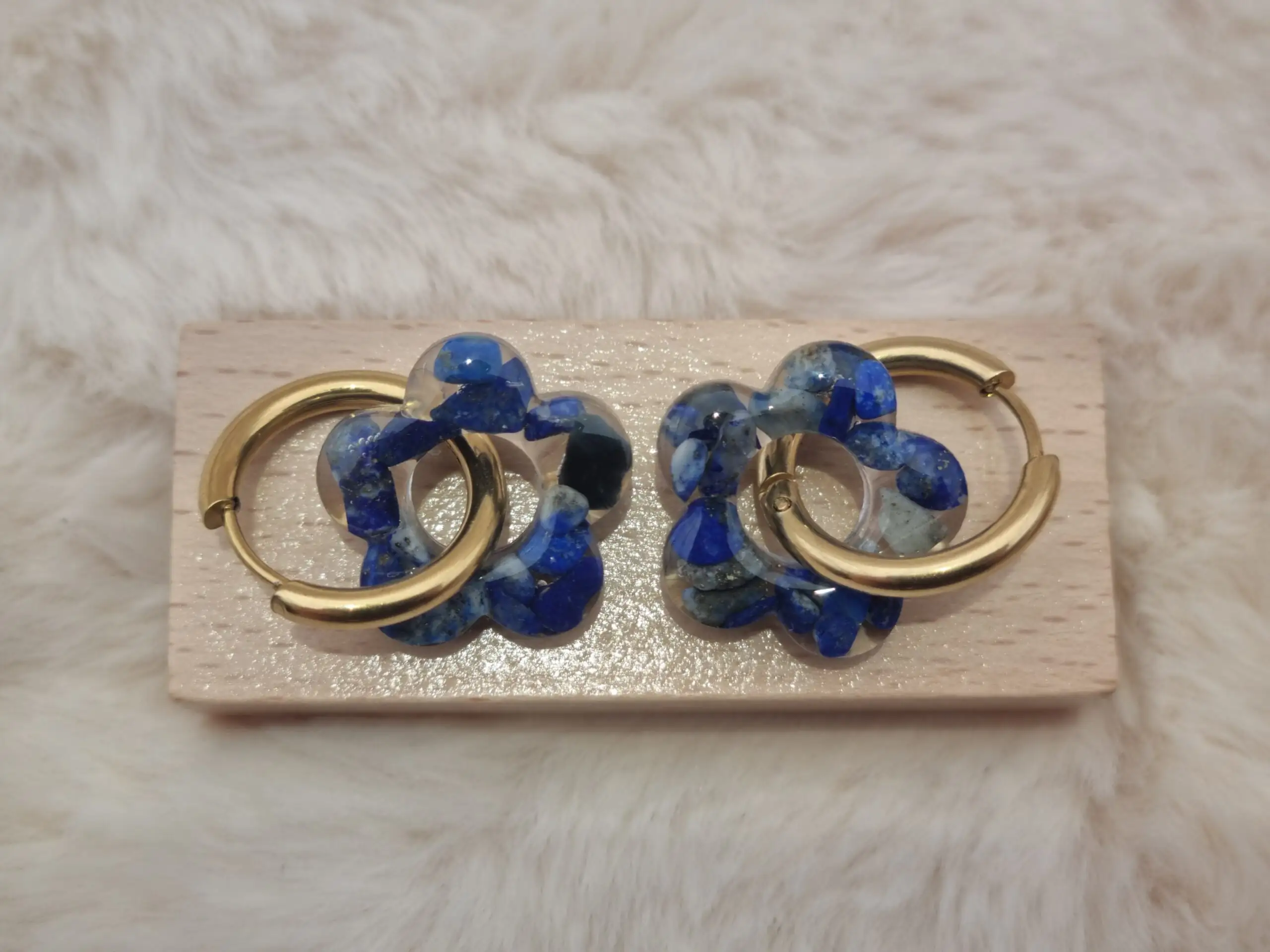Créoles Interchangeables Fleuries - Lapis Lazuli - 🌸✨