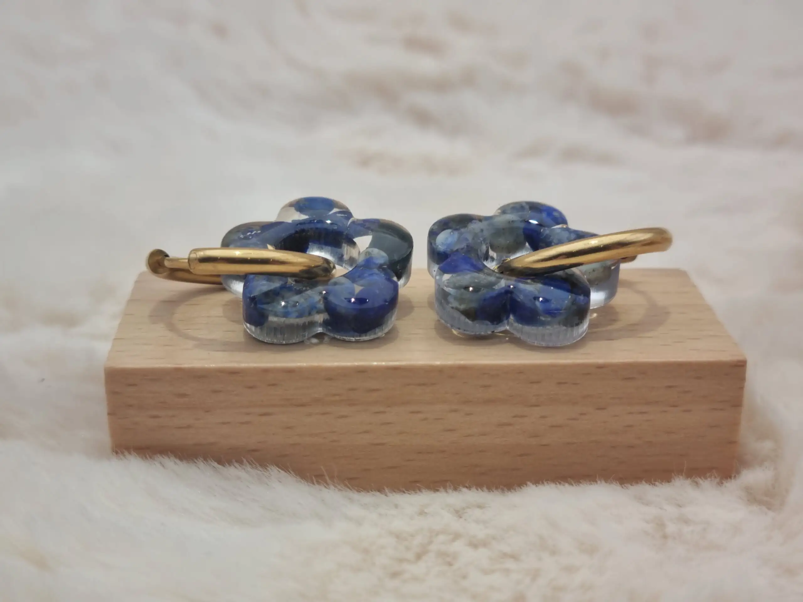 Créoles Interchangeables Fleuries - Lapis Lazuli - 🌸✨ – Image 4