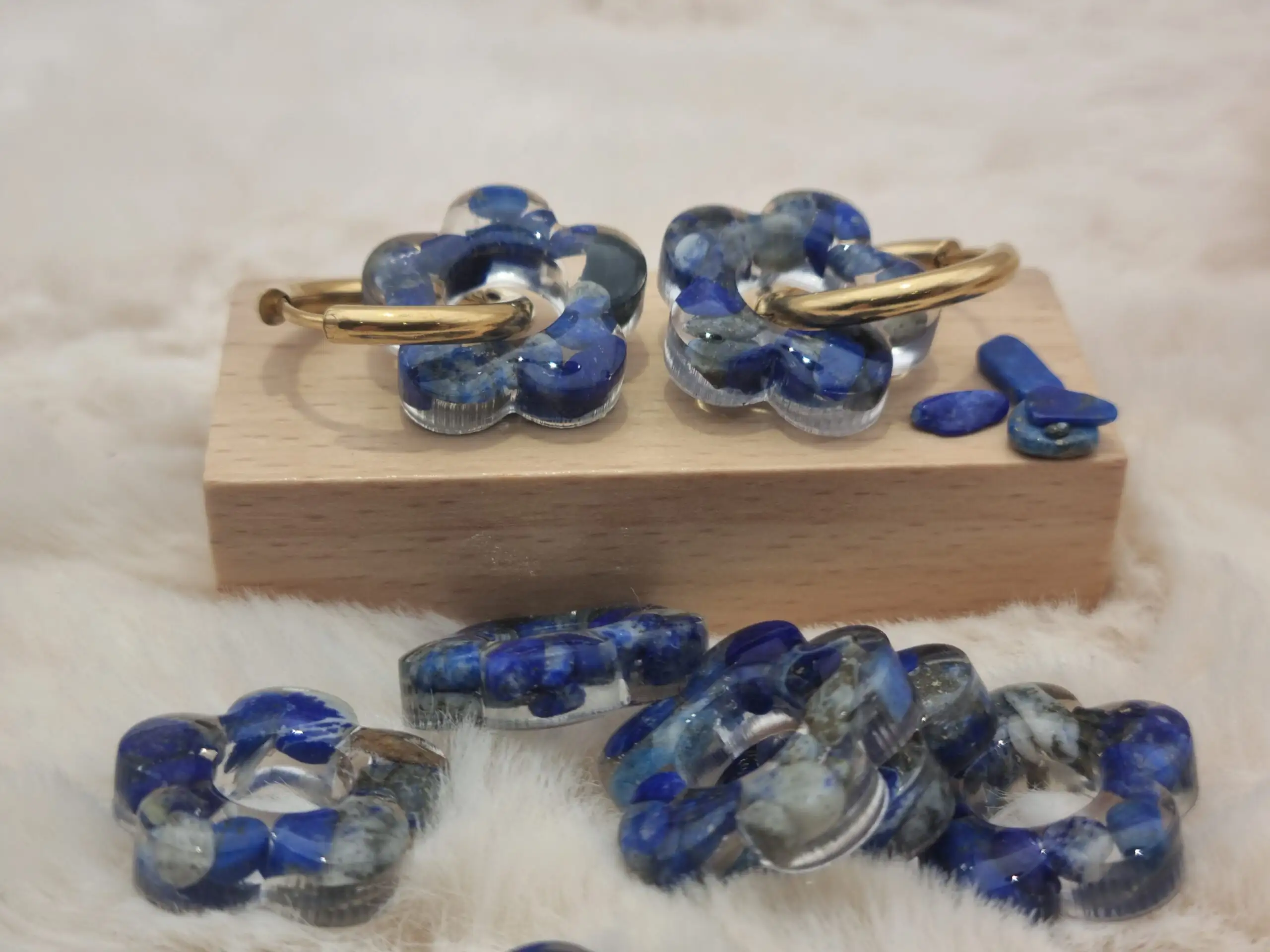 Créoles Interchangeables Fleuries - Lapis Lazuli - 🌸✨ – Image 3