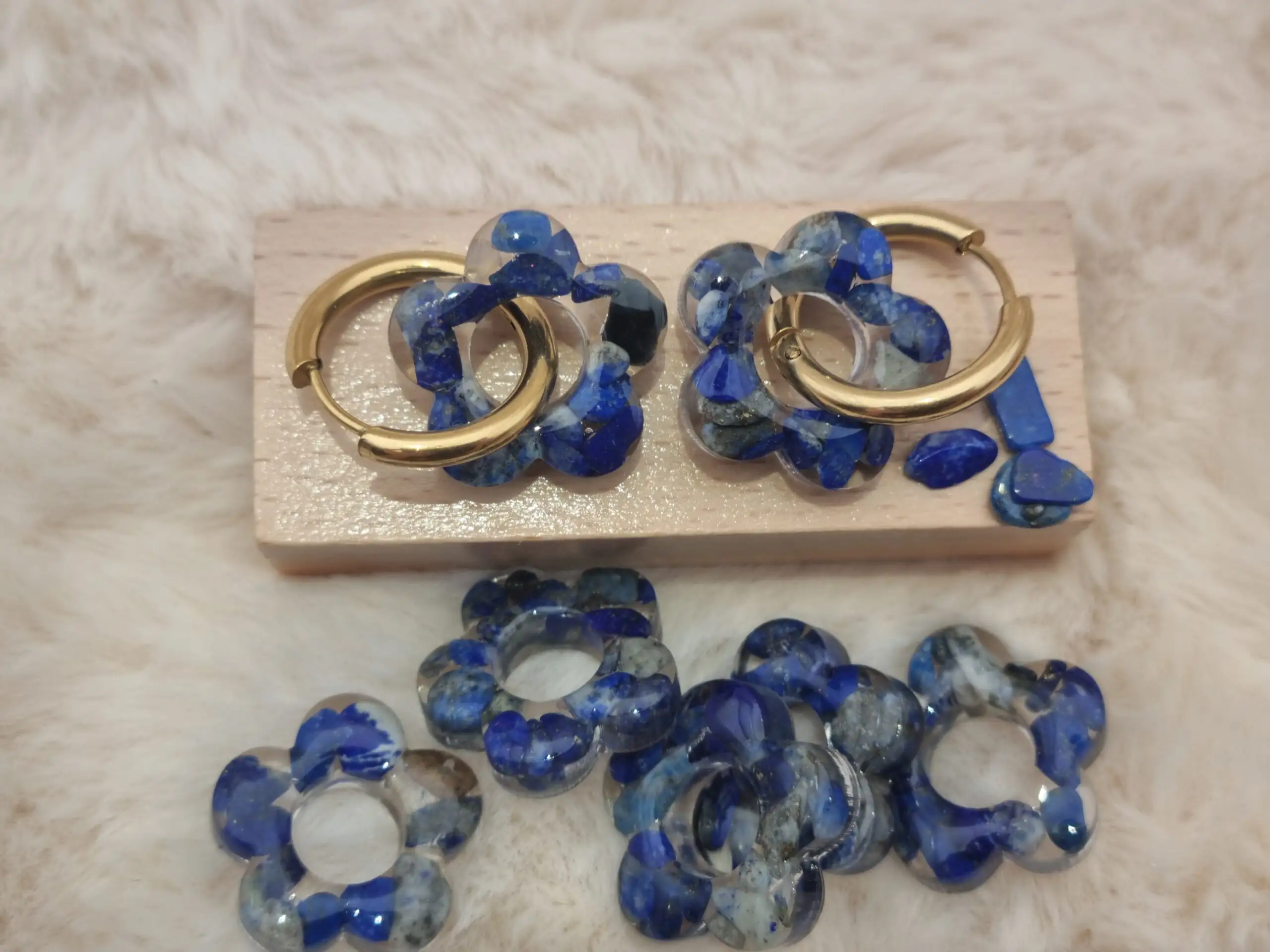 Créoles Interchangeables Fleuries - Lapis Lazuli - 🌸✨ – Image 5