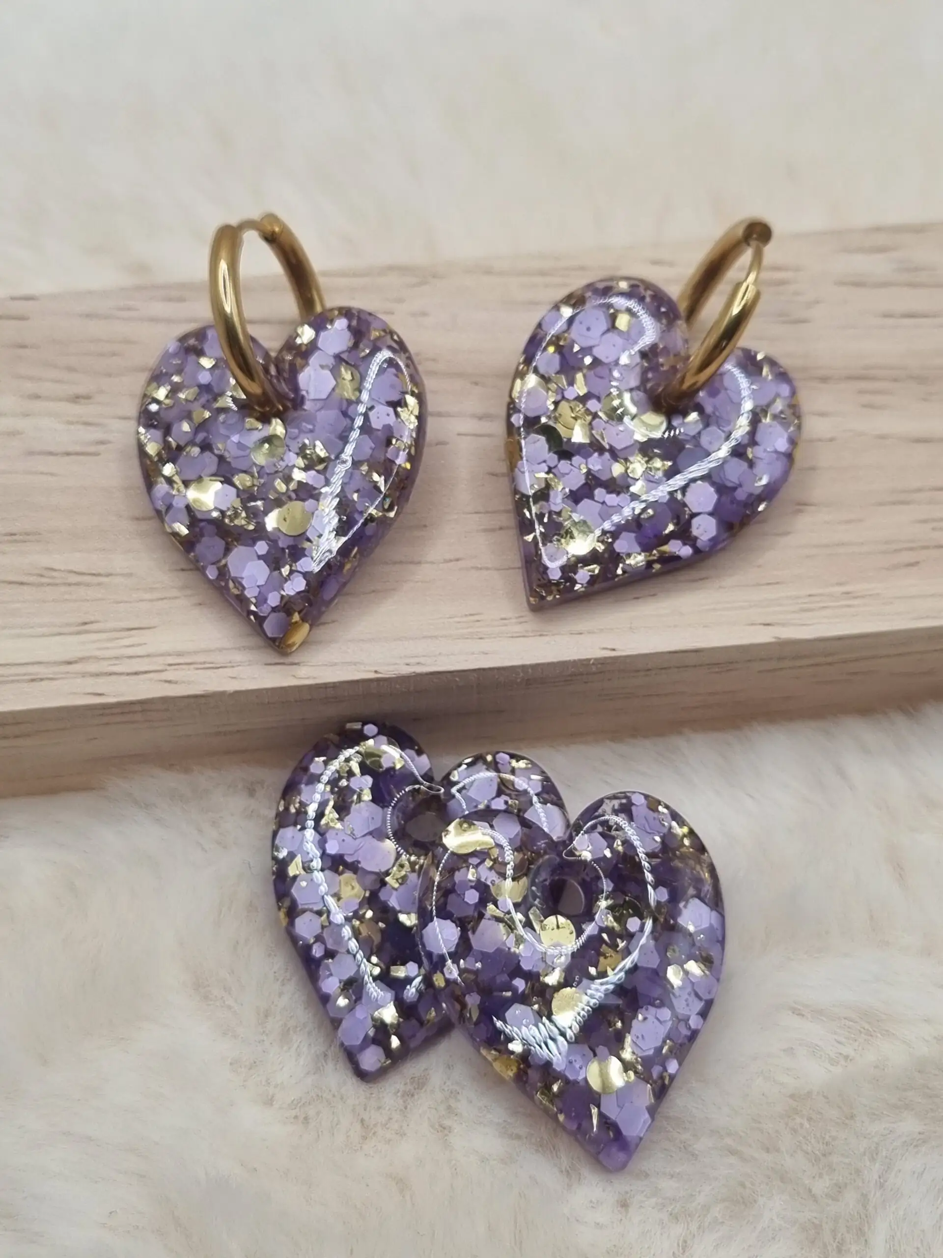 ✨ Créoles Interchangeables Grands Cœurs 💜 – Image 3