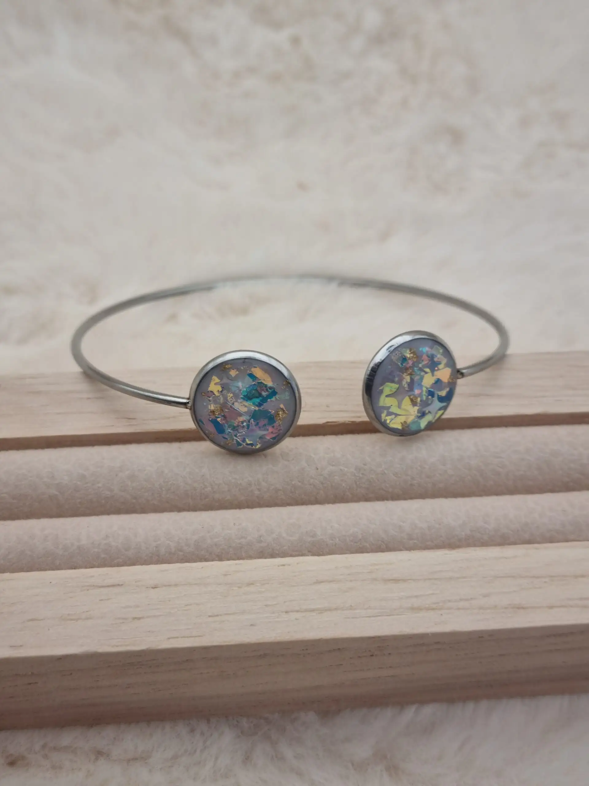 Bracelet réglable en Acier Inoxydable - Double Cabochons 🌟 – Image 4