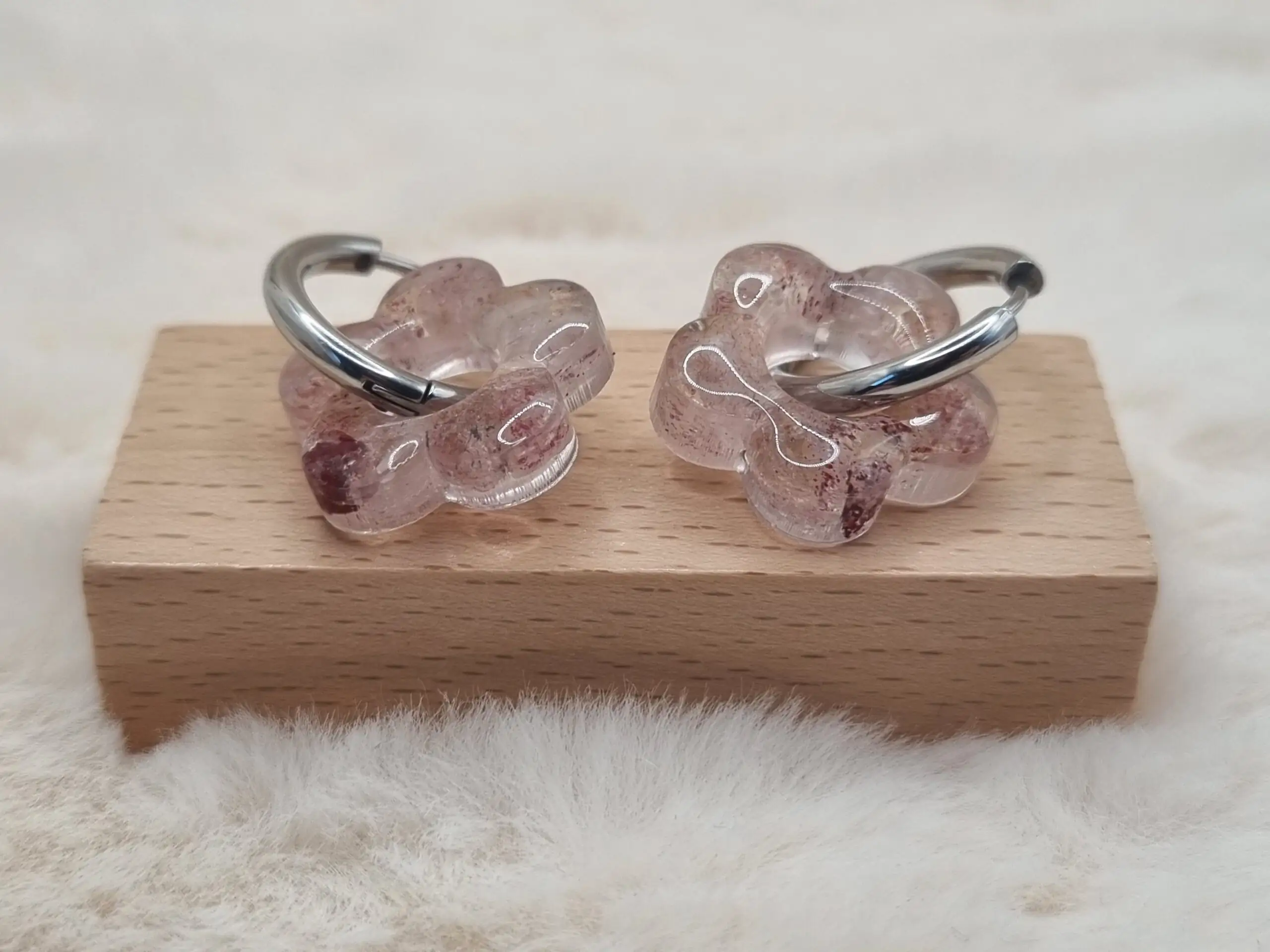 Créoles Interchangeables Fleuries - Quartz Rose - 🌸✨ – Image 3