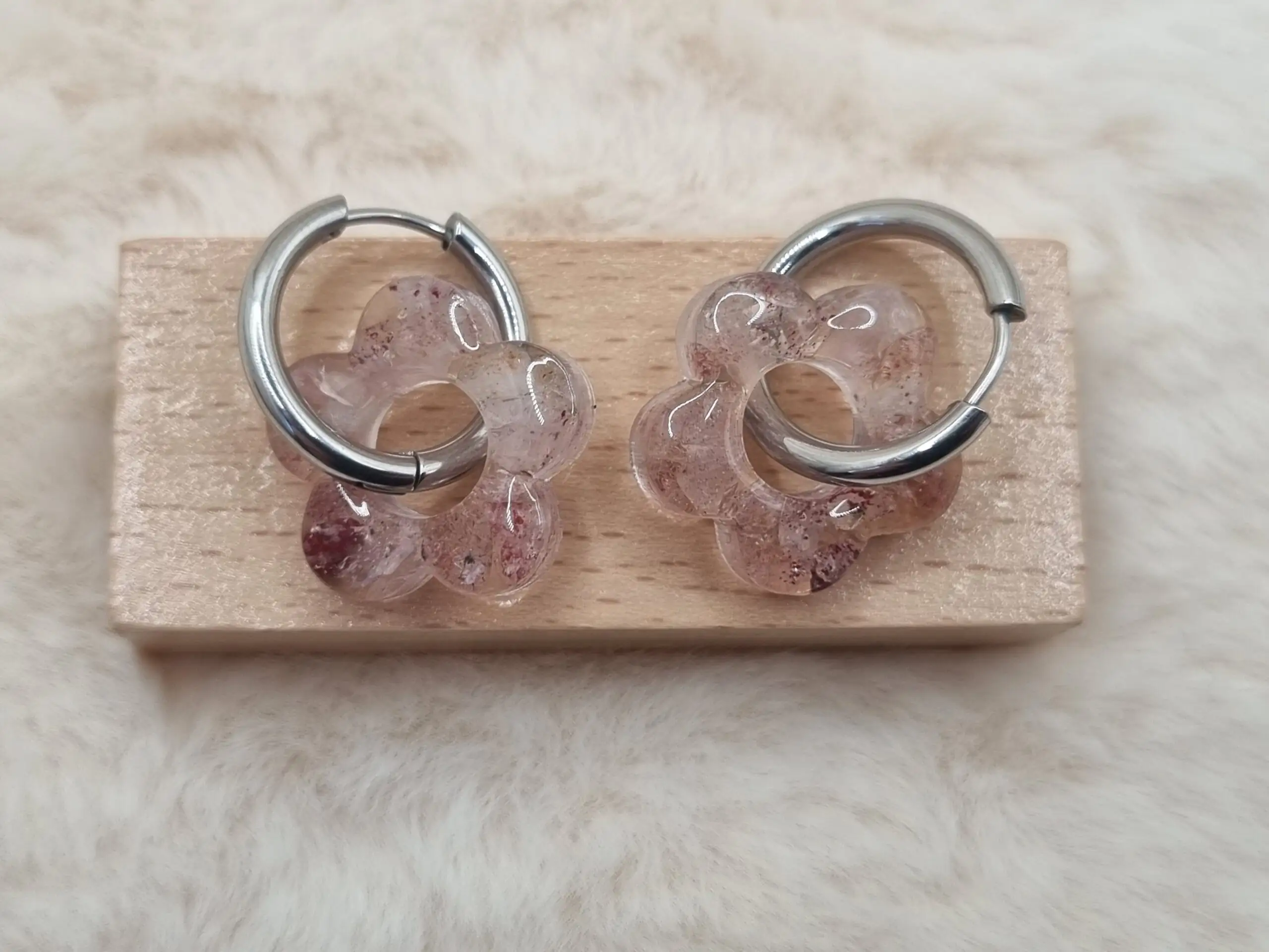 Créoles Interchangeables Fleuries - Quartz Rose - 🌸✨ – Image 2
