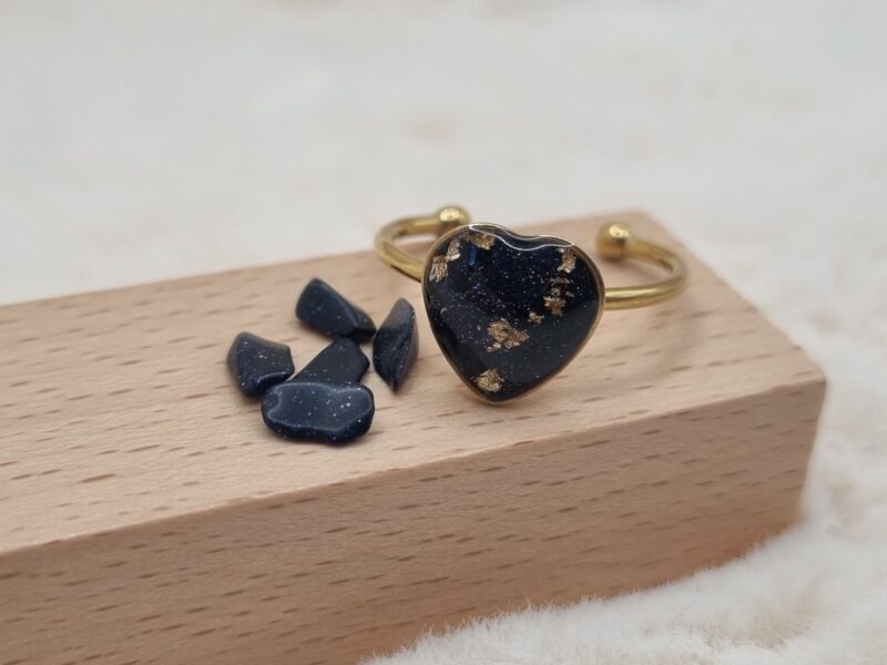 💎 Bague Cabochon Cœur "Pierre de Sable" 💎