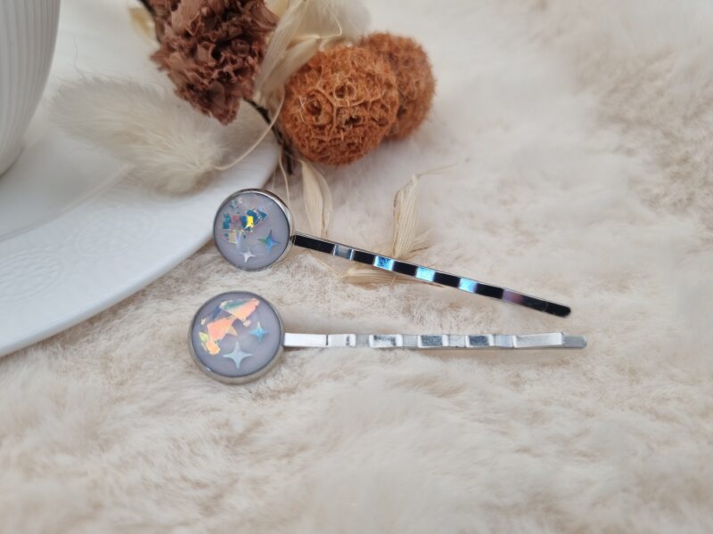 Épingle à cheveux élégante en résine - Petit Modèle cabochon x2- 🌸 – Image 2