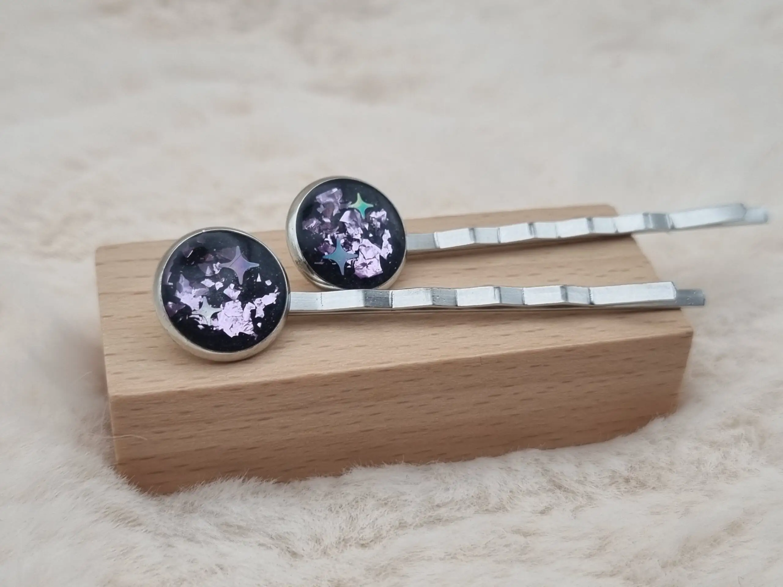 Épingle à cheveux élégante en résine - Petit Modèle cabochon x2- 🌸 – Image 4