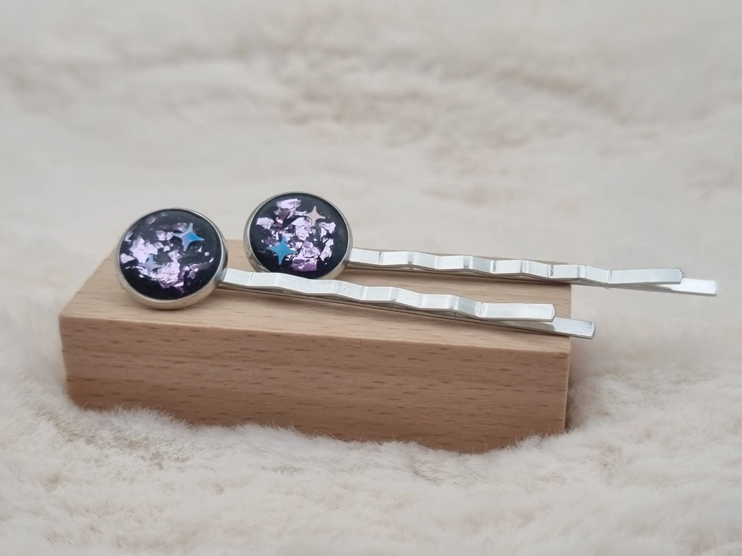 Épingle à cheveux élégante en résine - Petit Modèle cabochon x2- 🌸 – Image 5