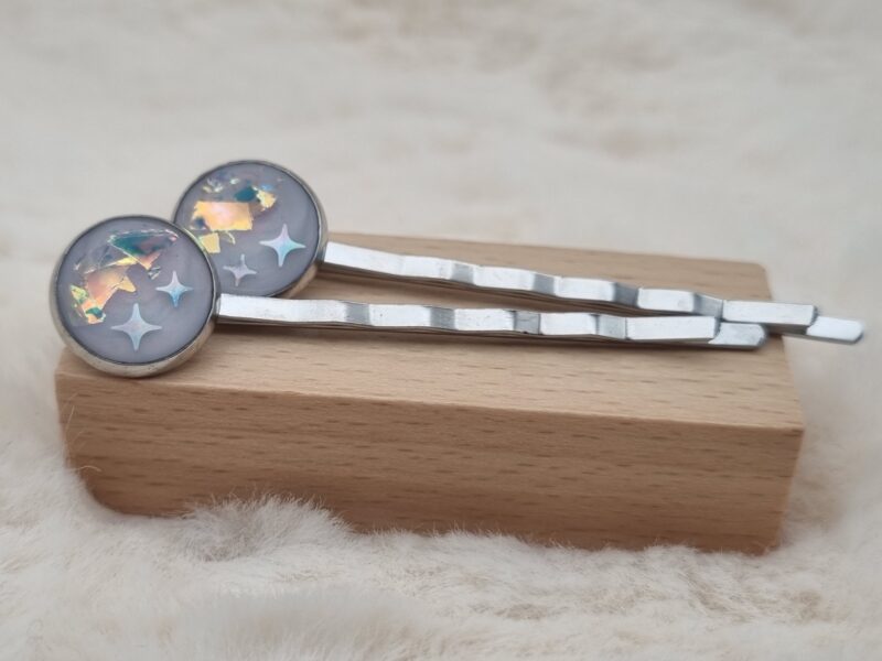 Épingle à cheveux élégante en résine - Petit Modèle cabochon x2- 🌸 – Image 3