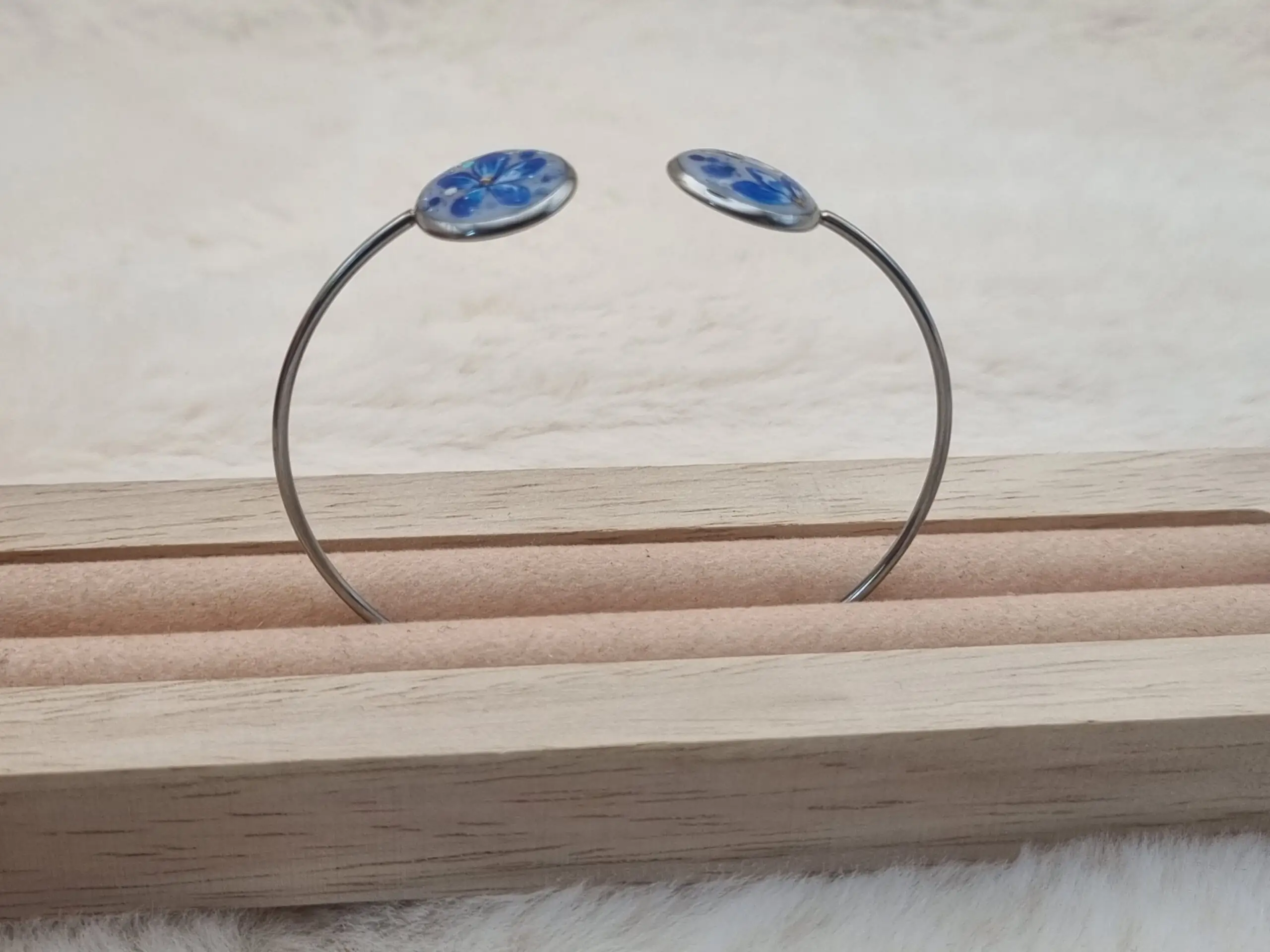 Bracelet réglable en Acier Inoxydable - Double Cabochons 🌟 – Image 3