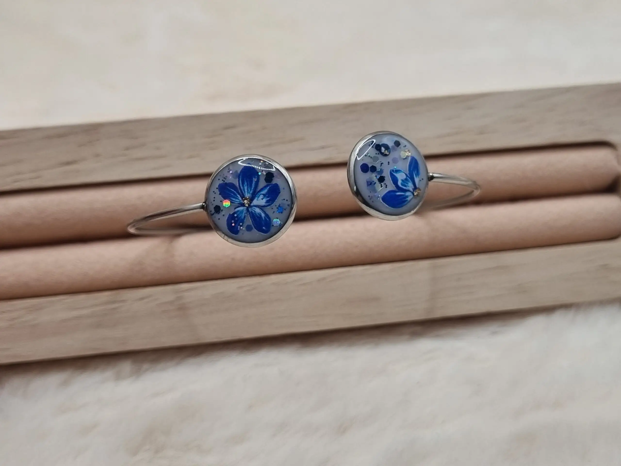 Bracelet réglable en Acier Inoxydable - Double Cabochons 🌟