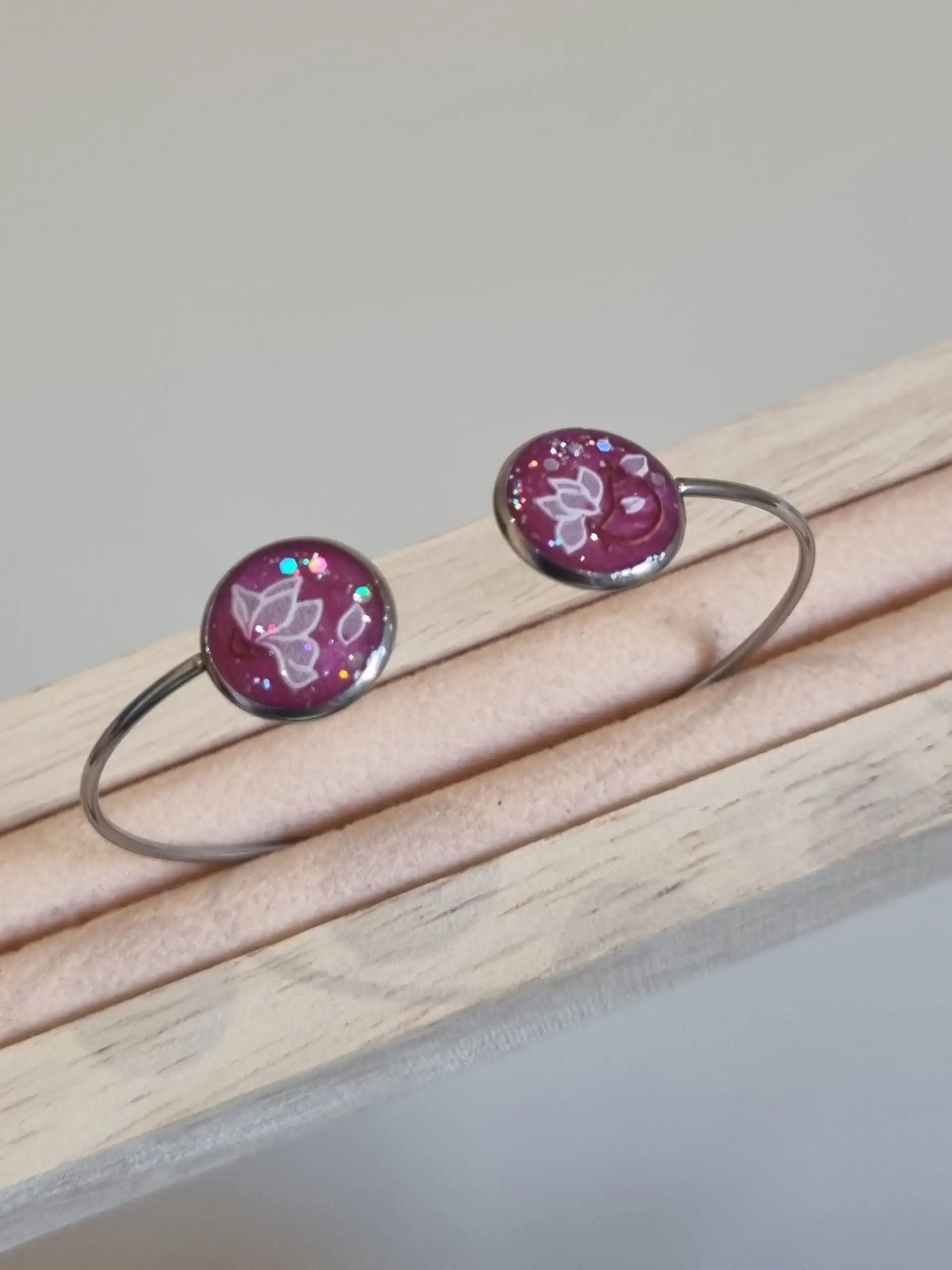 Bracelet réglable en Acier Inoxydable - Double Cabochons 🌟