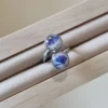 ✨ Bague Deux Cabochons, Réglable en Résine et Acier – Élégance Unique pour Vos Mains ! ✨