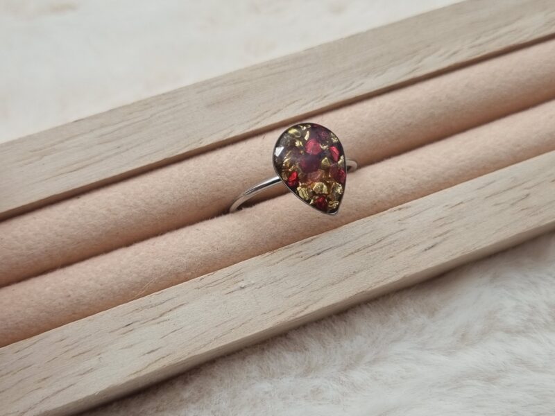 💧 Bague Cabochon Goutte d'eau "éclats de verre" 💎