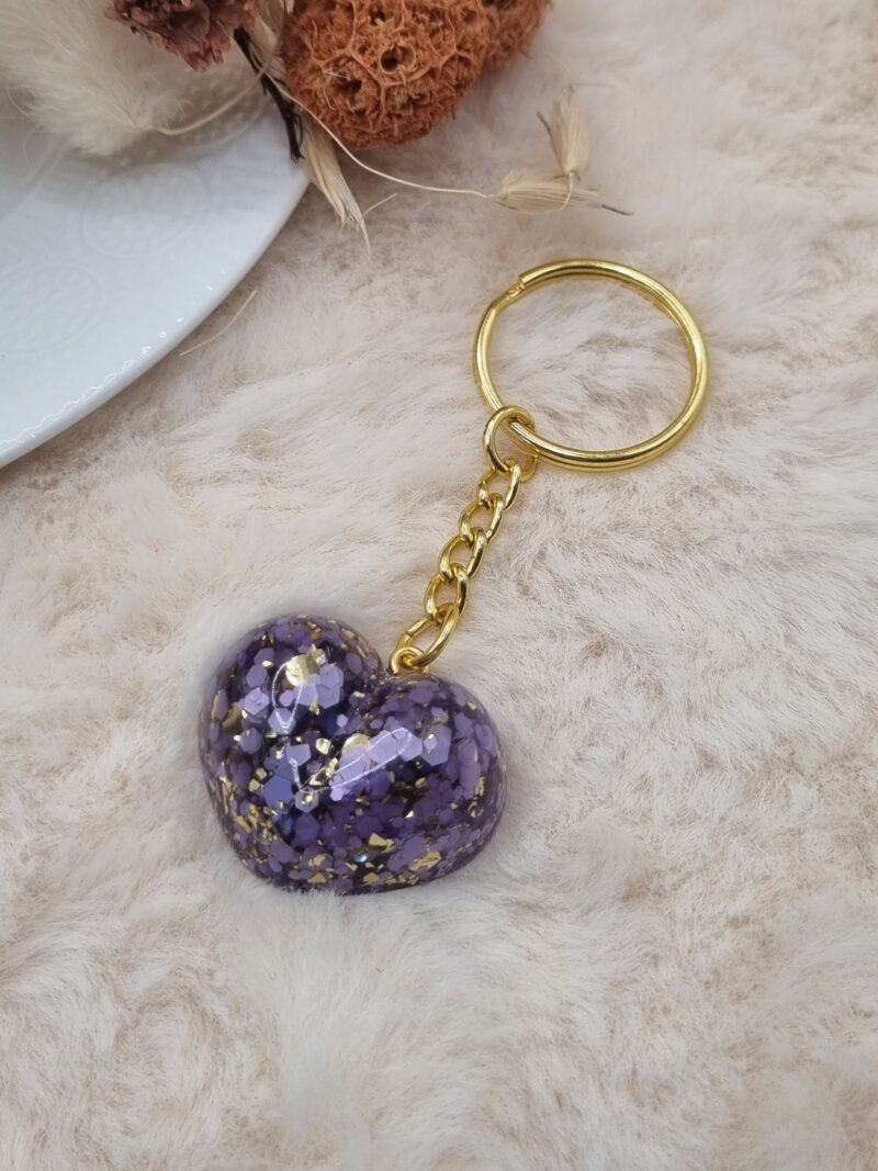 ❤️ Porte-Clé Cœur en Résine – Fait Main | Pièce Unique – Image 2