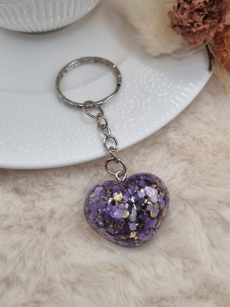 ❤️ Porte-Clé Cœur en Résine – Fait Main | Pièce Unique