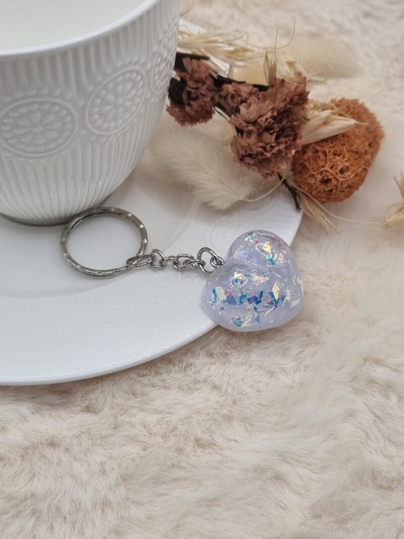 ❤️ Porte-Clé Cœur en Résine – Fait Main | Pièce Unique