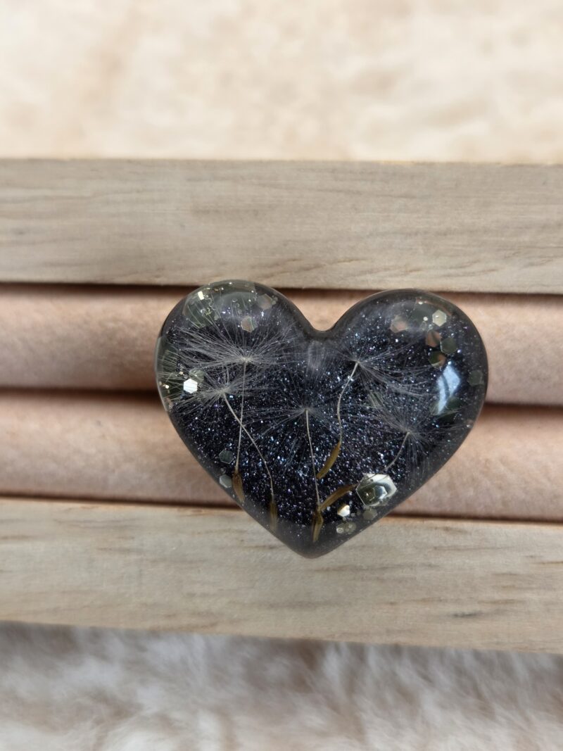 💖 Bague Cœur en Résine – Acier Inoxydable Réglable | Fait Main