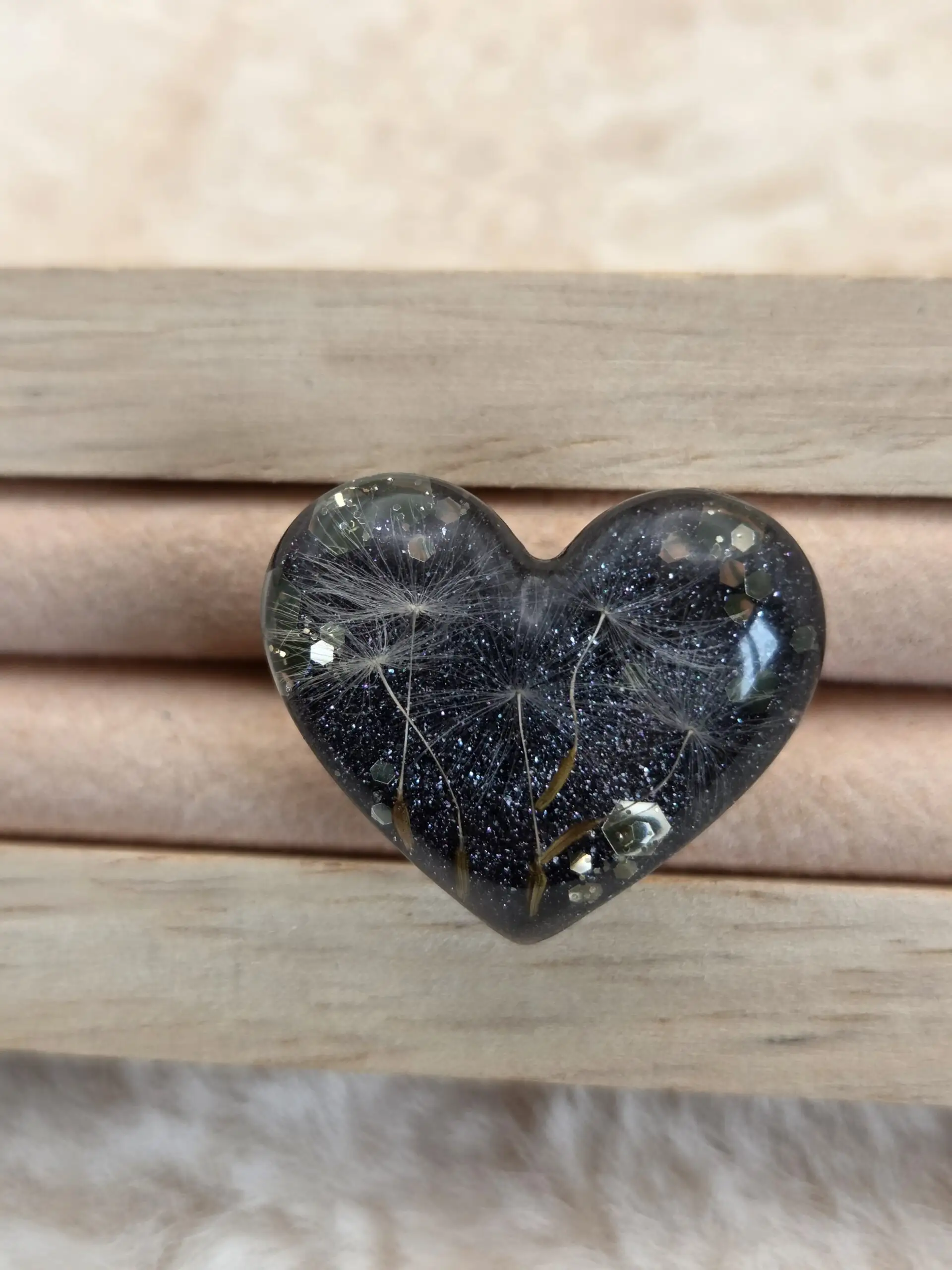 💖 Bague Cœur en Résine – Acier Inoxydable Réglable | Fait Main