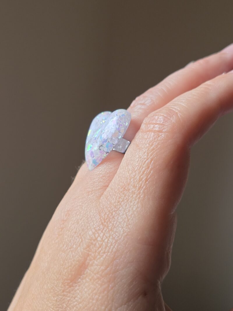 💖 Bague Cœur en Résine – Acier Inoxydable Réglable | Fait Main – Image 3