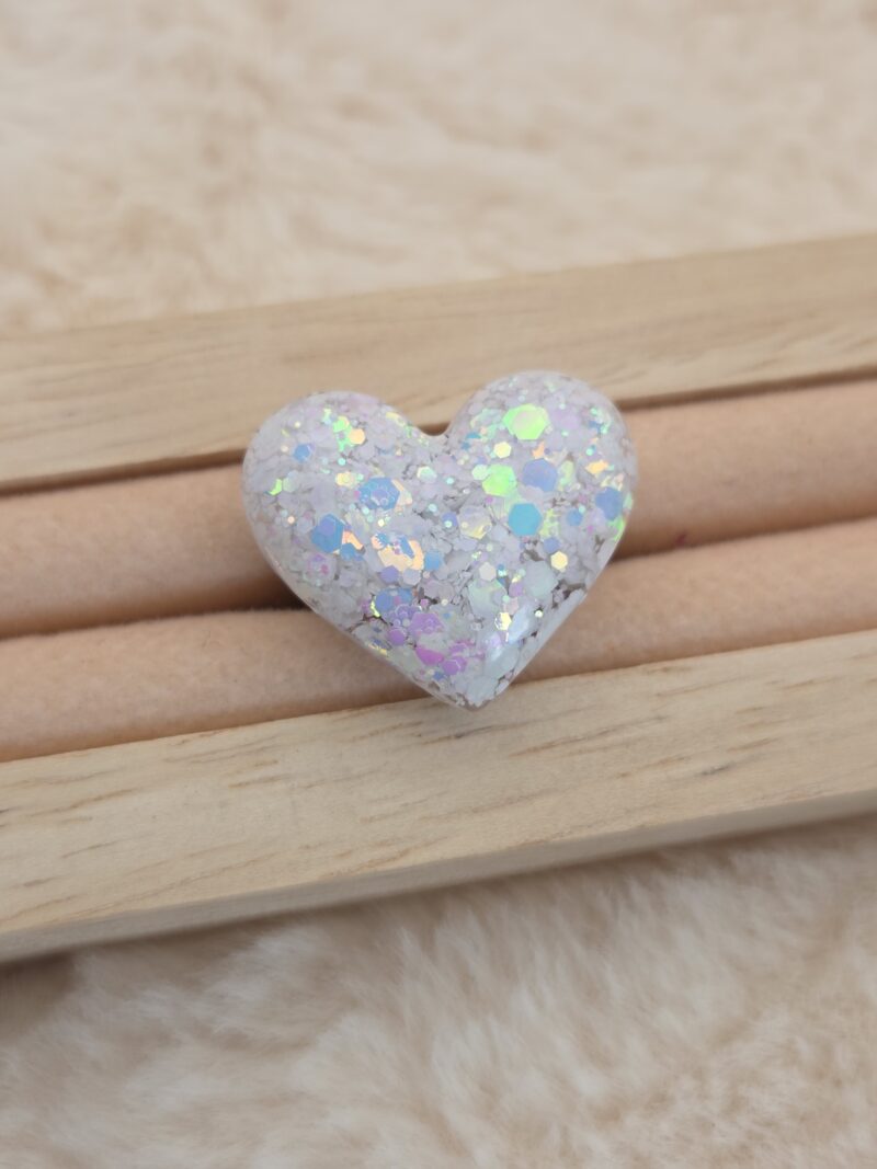 💖 Bague Cœur en Résine – Acier Inoxydable Réglable | Fait Main