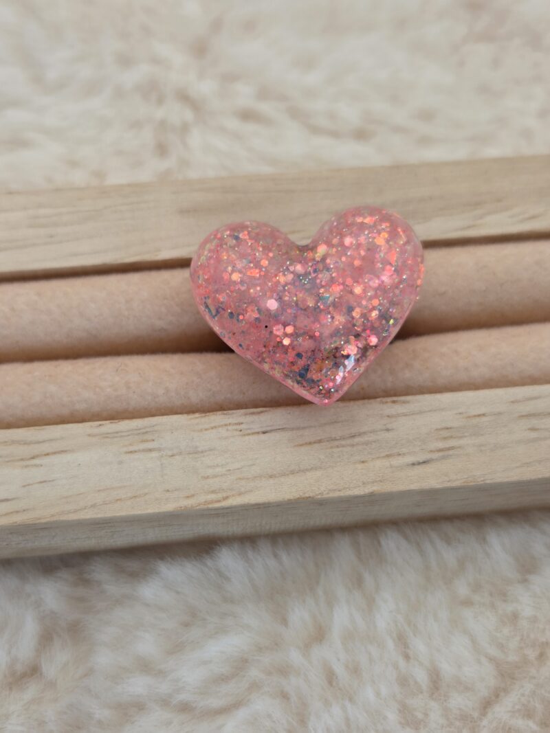 💖 Bague Cœur en Résine – Acier Inoxydable Réglable | Fait Main