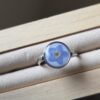 🌼  Bague Cabochon Fleur de Myosotis – Acier Inoxydable Réglable