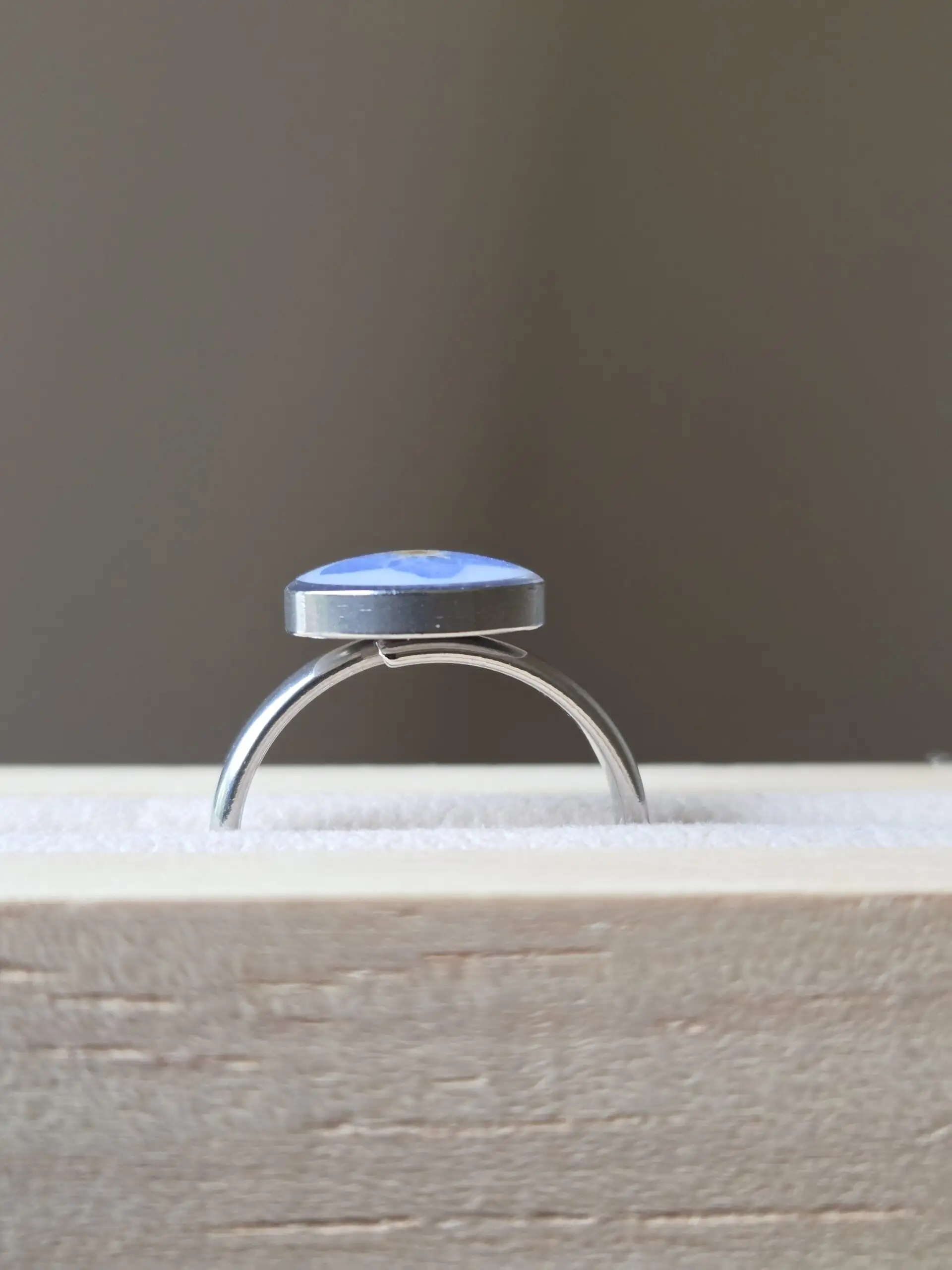 🌼 Bague Cabochon Fleur de Myosotis – Acier Inoxydable Réglable – Image 5