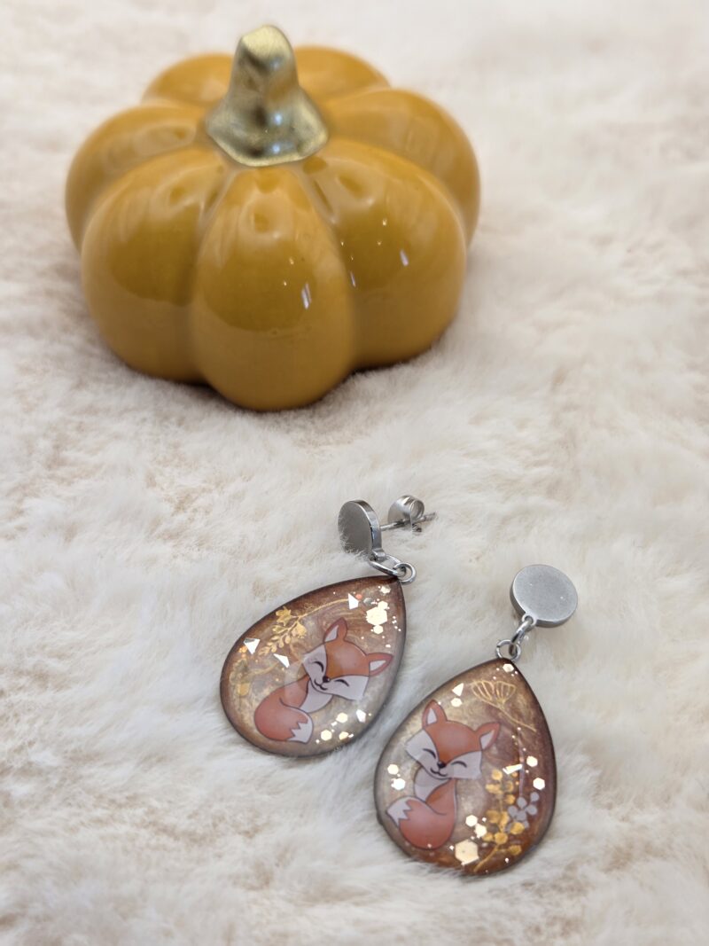 🦊 Boucles d’oreilles pendantes “Renard d’Automne” 🍂✨ – Image 3