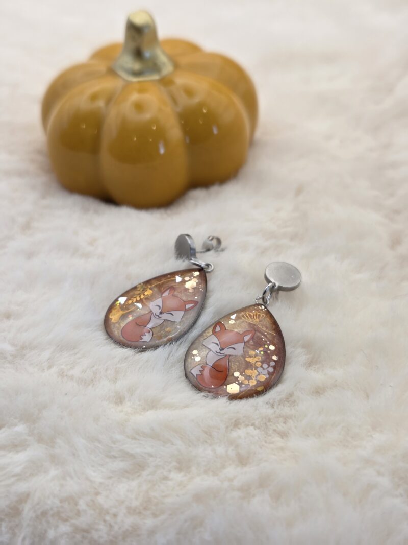 🦊 Boucles d’oreilles pendantes “Renard d’Automne” 🍂✨ – Image 4