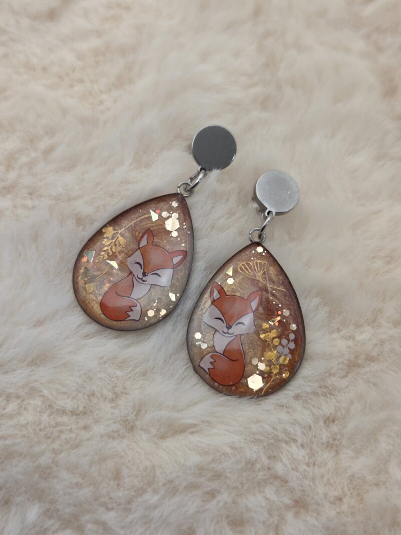 🦊 Boucles d’oreilles pendantes “Renard d’Automne” 🍂✨ – Image 2