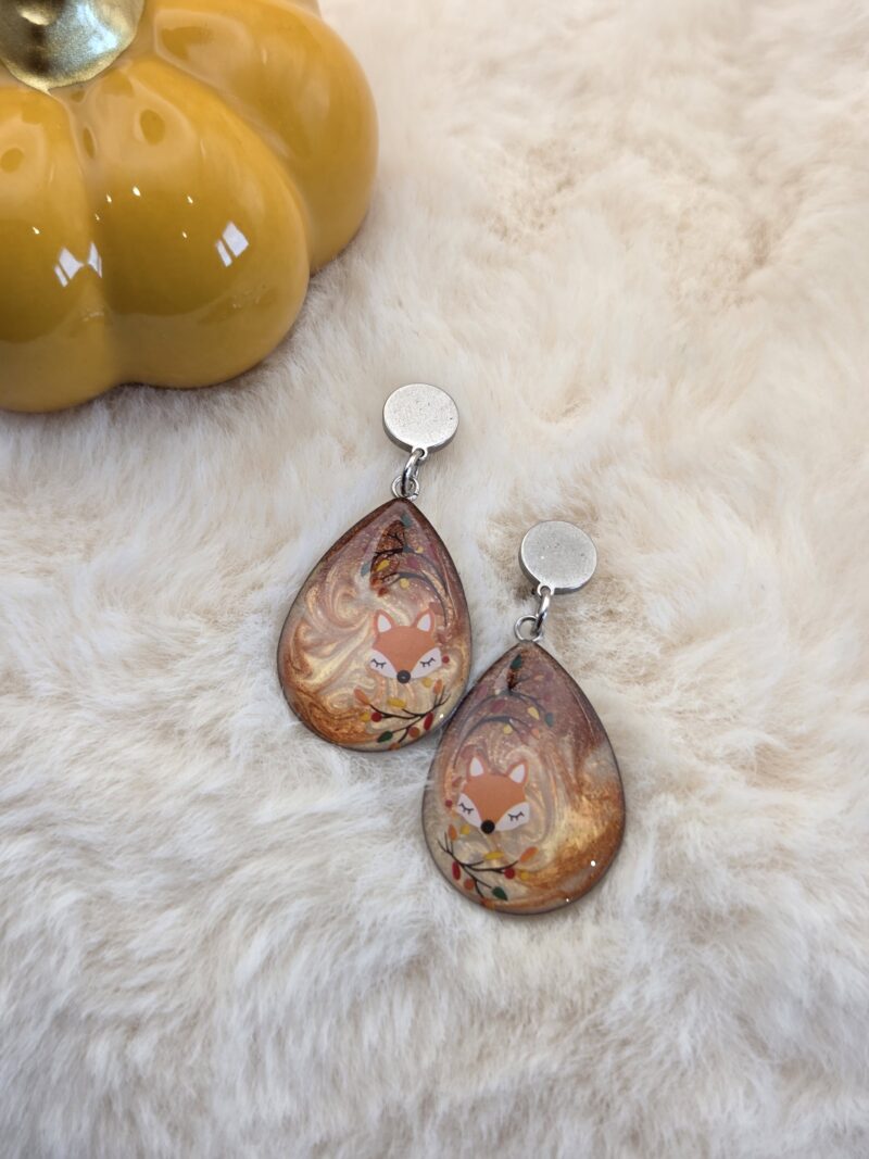 🦊 Boucles d’Oreilles Gouttes Automnales ✨ – Image 3