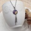 💜 Pendentif Cabochon Violet & Feuille de Ginkgo ✨
