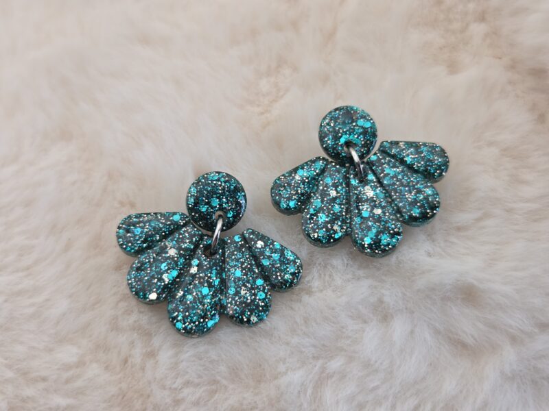 🌊 Boucles d’Oreilles Éventails Scintillants ✨ – Image 3