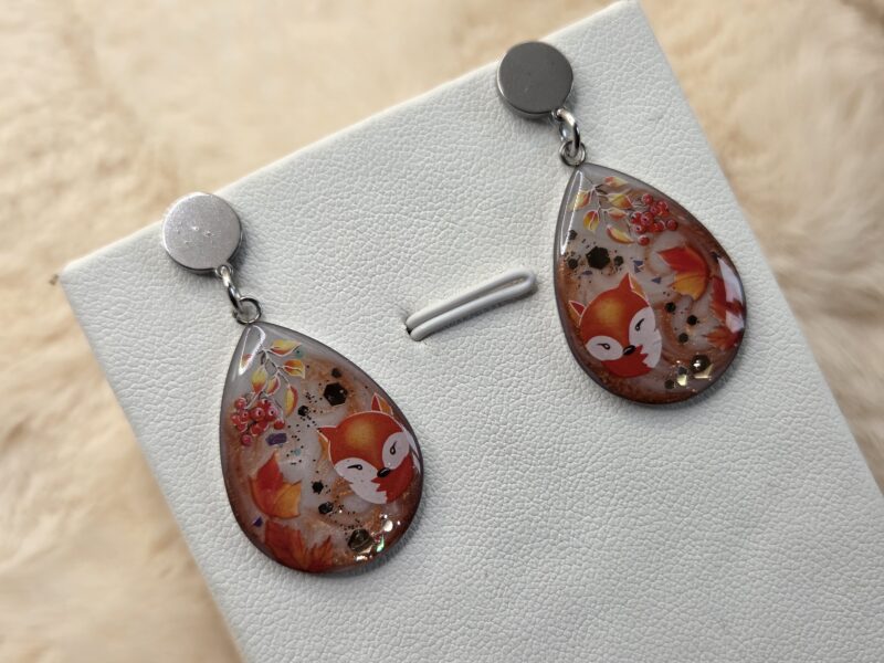 ✨🍂 Charmes d’Automne – Boucles Pendantes Renard & Feuillage