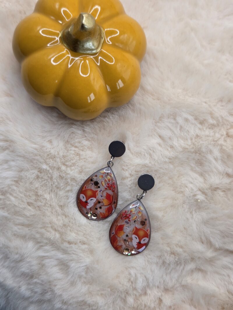 ✨🍂 Charmes d’Automne – Boucles Pendantes Renard & Feuillage – Image 3