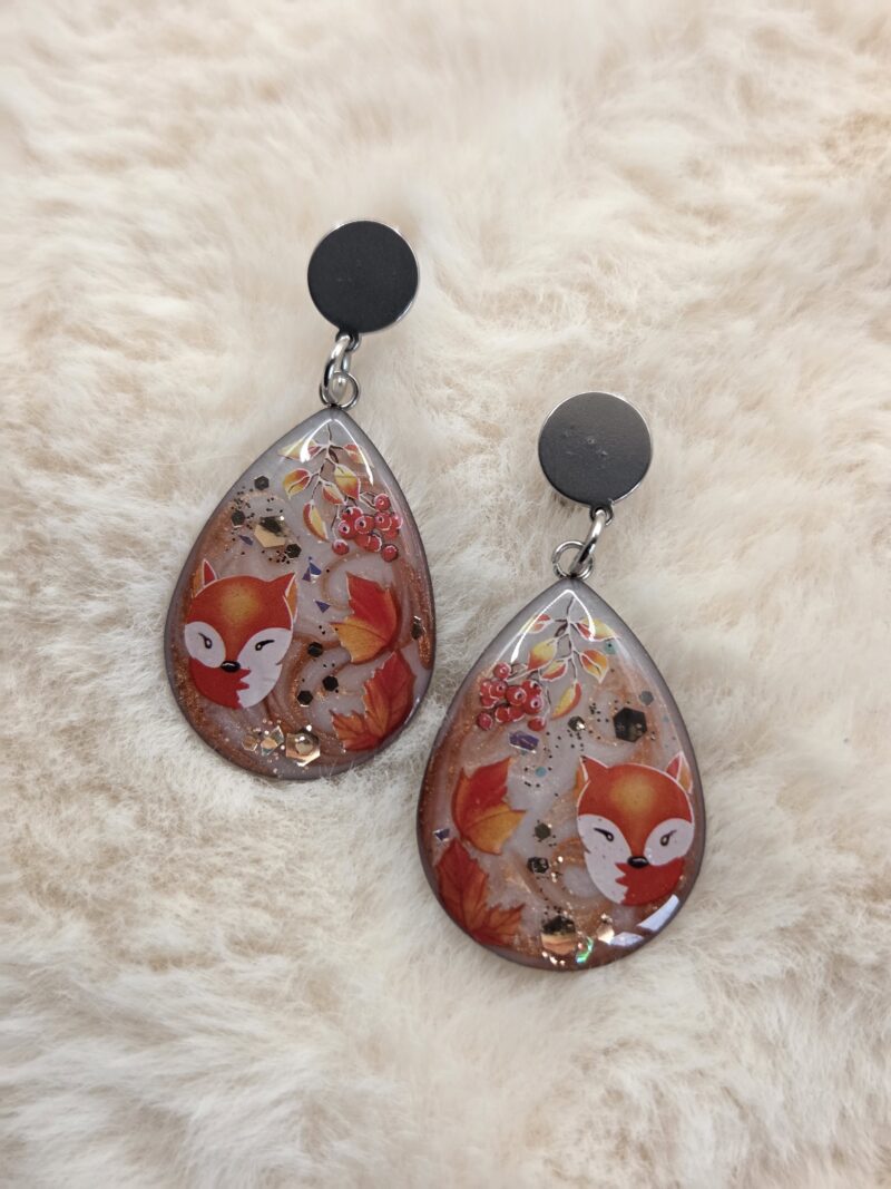 ✨🍂 Charmes d’Automne – Boucles Pendantes Renard & Feuillage – Image 2