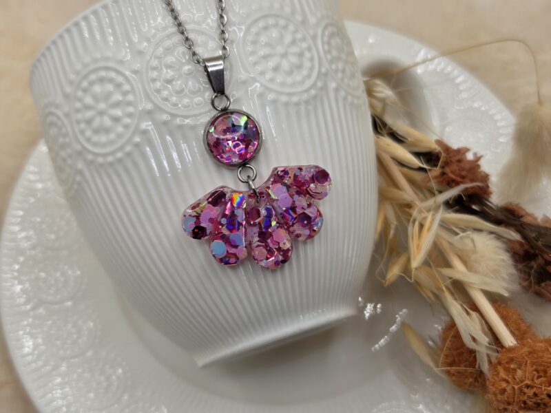 ✨ Pendentif Articulé en Acier, Paillettes & Résine ✨ – Image 2